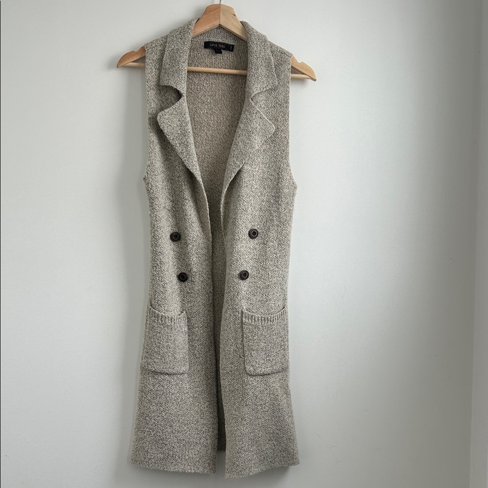 Love Tree Sleeveless Long Sweater Knit Cardigan